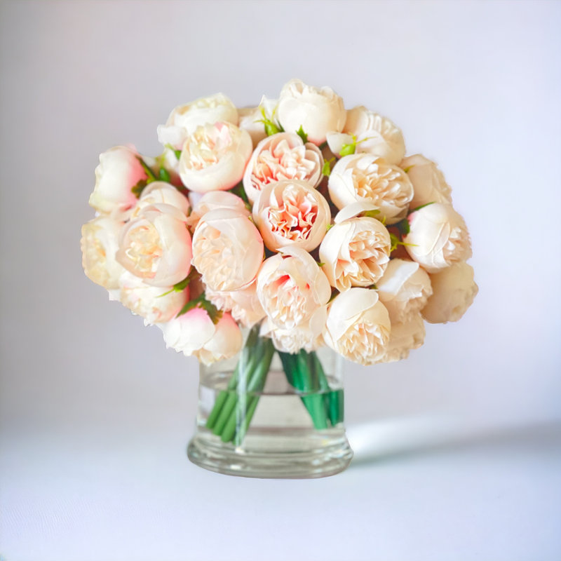 Peony Floral Arrangements in Vase, Blush