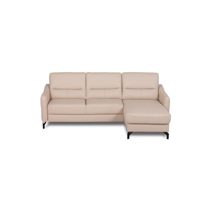 Falkirk Leather Corner Sofabed, Right Hand Facing, Beige