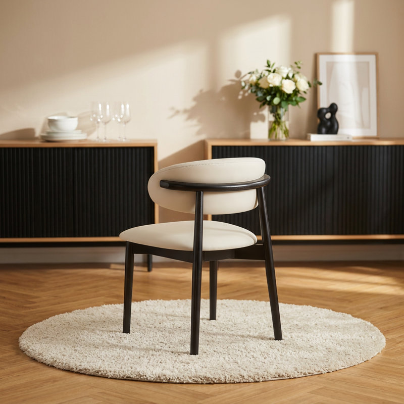 Chaise d'appoint rembourrée en bois massif (ensemble de 2), Black
