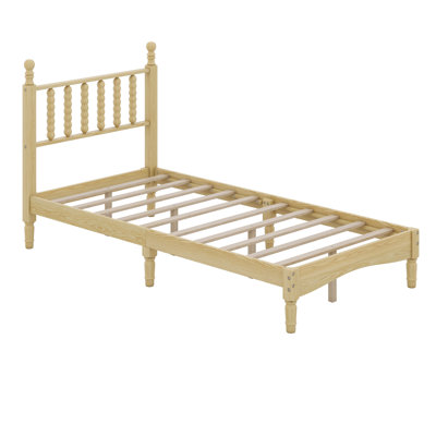 Lit plateforme simple en bois avec tête de lit en forme de gourde, cadre de lit plateforme avec espace de rangement sous le lit