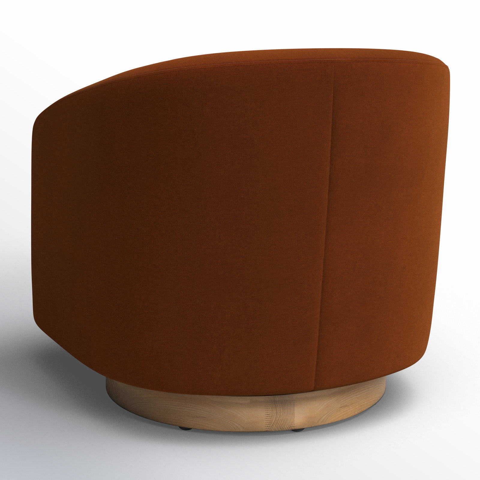 Bennett Upholstered Swivel Barrel Chair, Bella Burnt Orange Performance Velvet