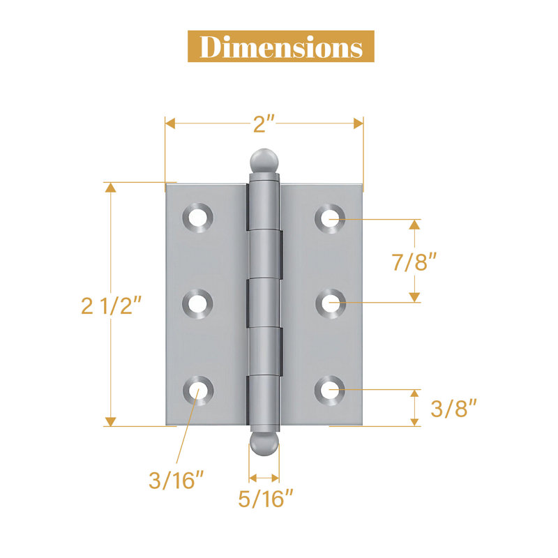 2.5'' x 2'' Butt Bearing Hinge, Brushed Chrome