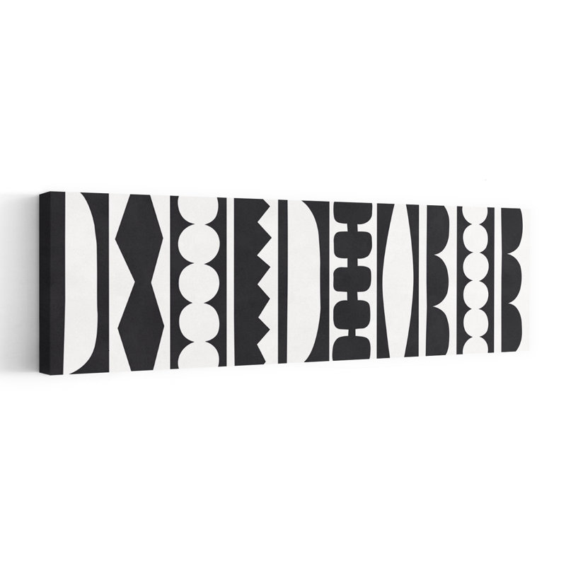 Abstract Black White Forms by Vitor Costa - Wrapped Canvas Panoramic Print, 30.48 cm H x 91.44 cm W
