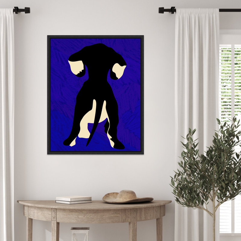 «Dog Silhouette on Blue Backdrop» par Mauriello, reproduction d'art sur toile encadrée, H 28 po x l 23 po