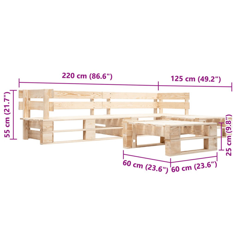 Faolan Pallet 6 Seater Conversation Set, Natural Wood