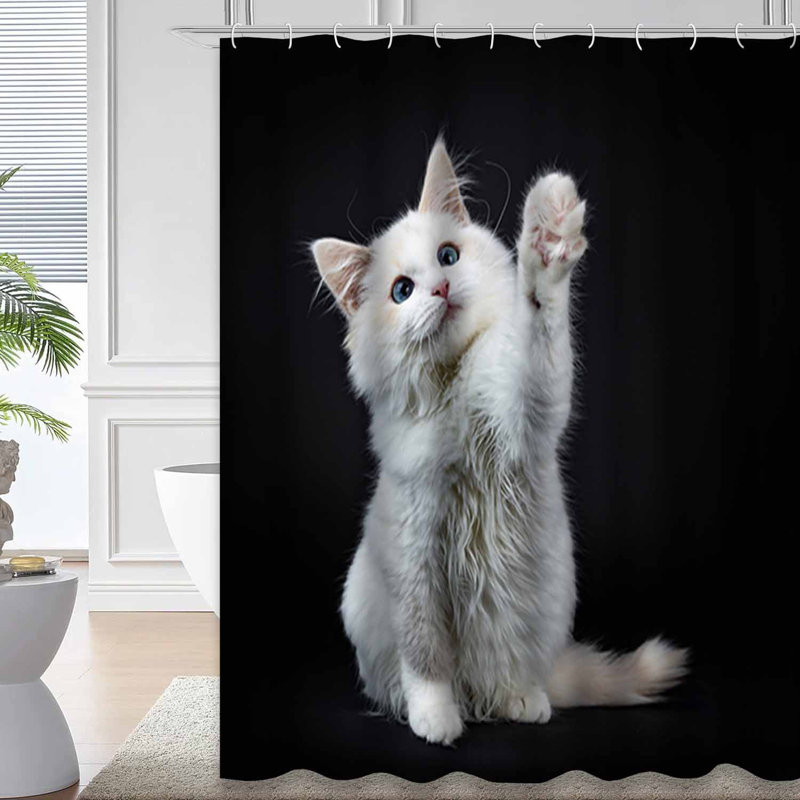Rideau de douche avec 12 crochets Blue Cat Kitten, L 72 po x l 72 po
