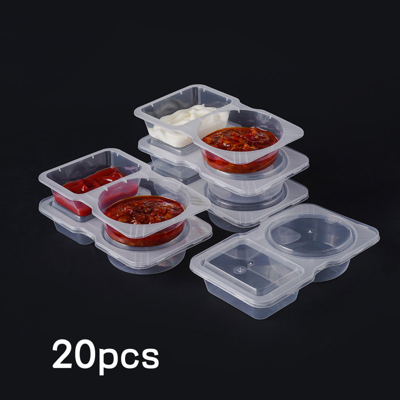 20 PCS Condiment Container Disposable With Lid, Set of 20