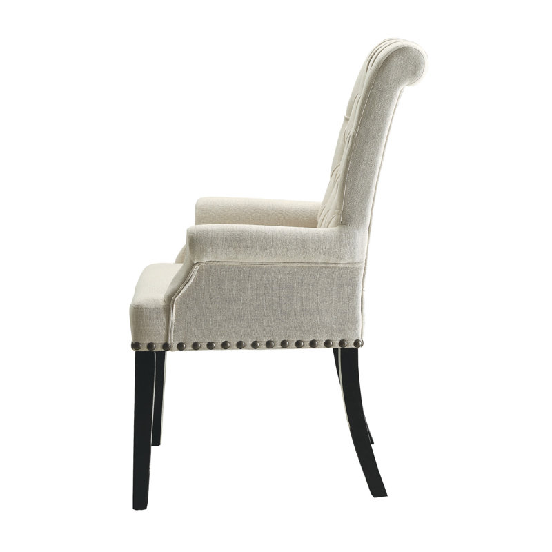 Fauteuil capitonné beige Ferayh