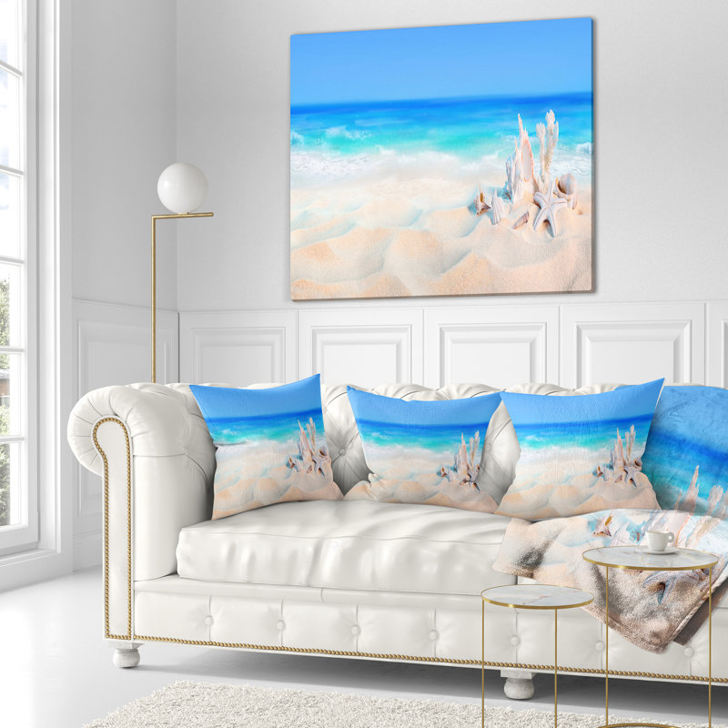 Coussin Seashells on Seashore - Beaches, 16 po x 1 po, Coussin décoratif