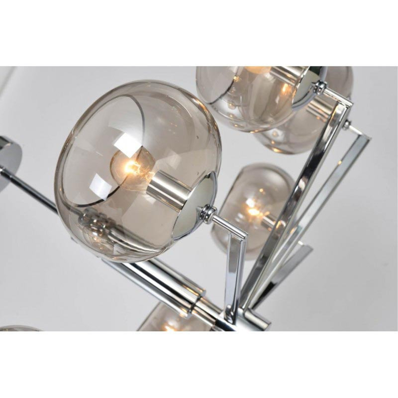 Lustre suspendu DemaSire Golda, Acier inoxydable poli, Fumée, 30 po de largeur x 25 po de hauteur