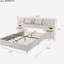 Lit plateforme à plateau-coussin avec deux prises et ports de charge USB des deux côtés, deux oreillers, tablette de rangement, velours-121111181