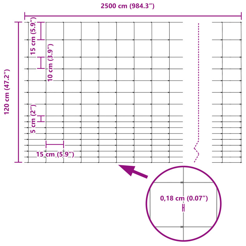 Vidaxl Field Fence Galvanised Steel, 120cm H x 2500cm W