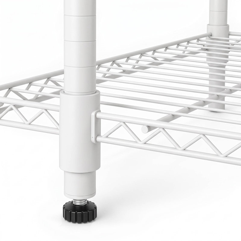 Clothing Rack with 4 clothes rails and 6 height-adjustable shelves 1 hook, White