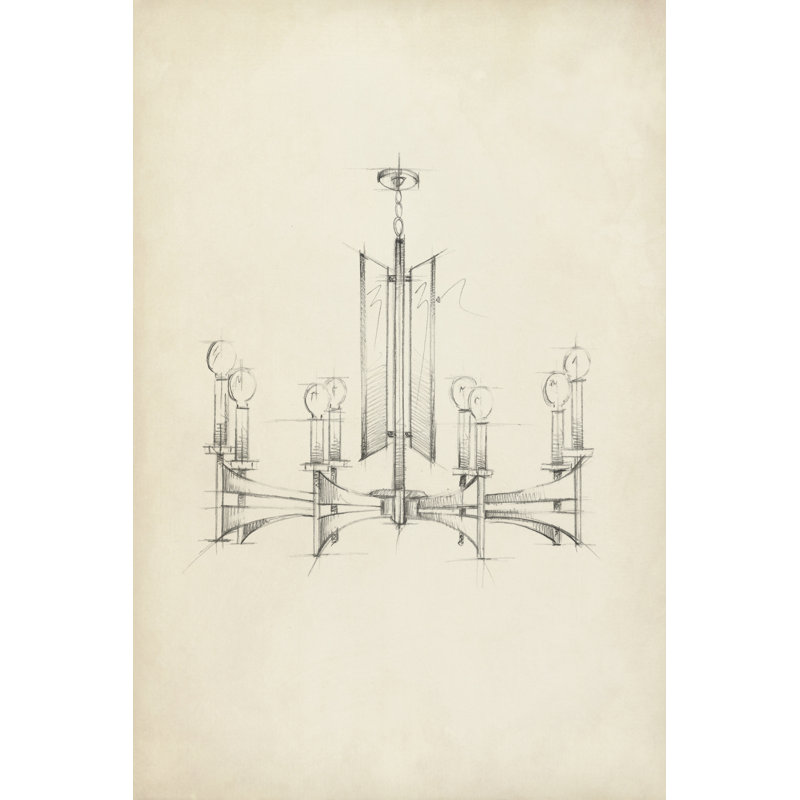 Mid Century Chandelier IV by Ethan Harper - Wrapped Canvas Print, 46cm H x 30cm W x 3.8cm D