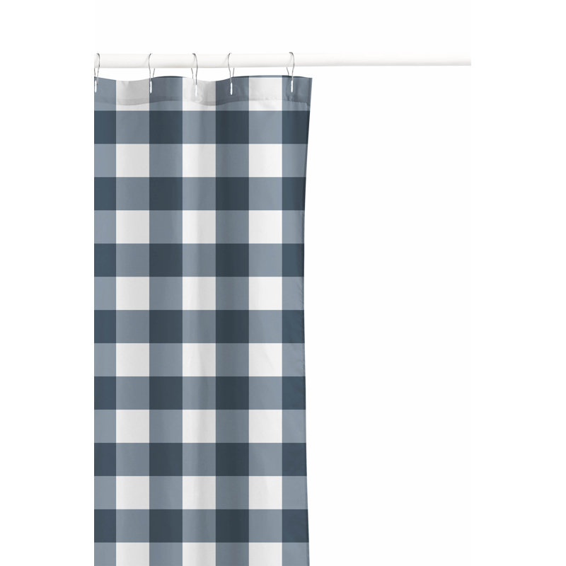 Proper Gingham Ultra-Thin Lightweight Shower Curtain, Blue