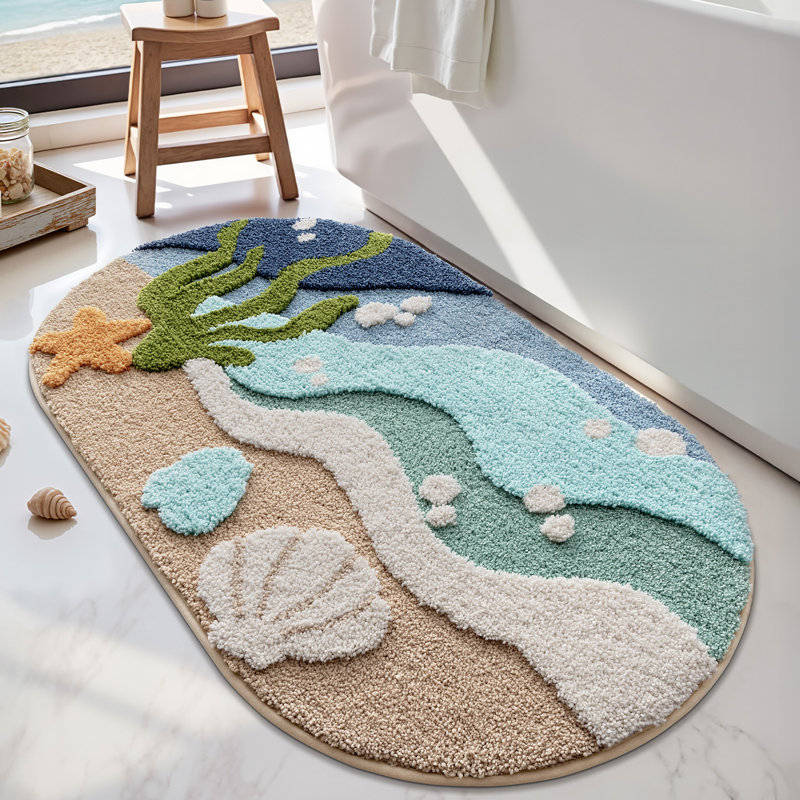 Tapis de plage de bain absorbant, antidérapant et lavable à la machine, L 24 po x L 44 po
