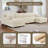 6 - Piece Upholstered White Faux Rabbit Fur Flannel Reversible Modular Sofa Living Room Sectional Couch with Ottoman-850720679-850720676