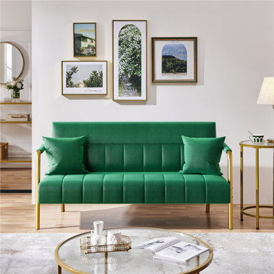 Maddison 56.5'' Velvet Loveseat Sofa with Two Pillows