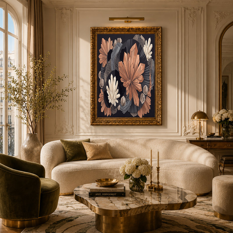 Art mural sur toile cuivre et gris, H 36 po x l 48 po
