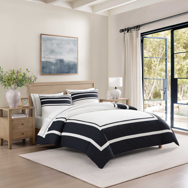 Ensemble d'édredon en coton Tommy Hilfiger Park Avenue, Édredon pour grand lit + 2 taies décoratives