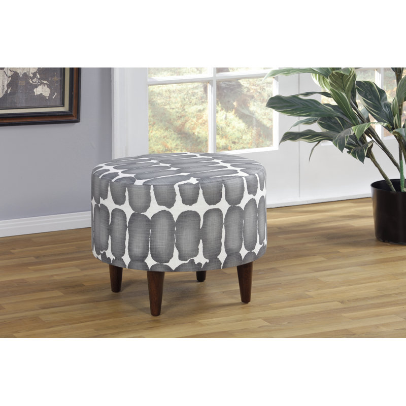 Repose-pieds standard rond 22 po Meila, Encre / noir / blanc 100% coton