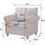 Fauteuil à rayures bleues et blanches, accoudoirs arrondis, dossier confortable garni de coton PP, siège en mousse à ressorts, coussin amovible, structure multicouche en bois massif, pieds en bouleau, profondeur 77,1 cm (30,37 po) *