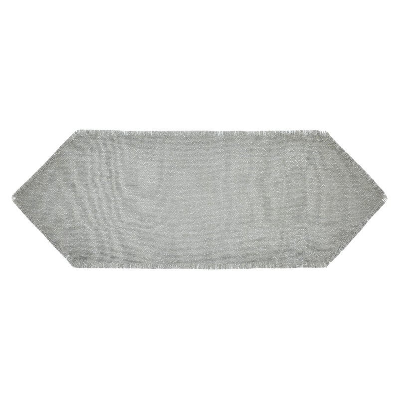 Yuletide Rectangle Geometric Cotton Table Runner, 36" x 12", Dove Gray