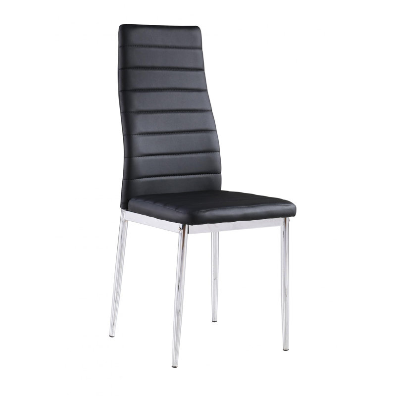 Ginnifer Upholstered Dining Chair, Chrome, Black