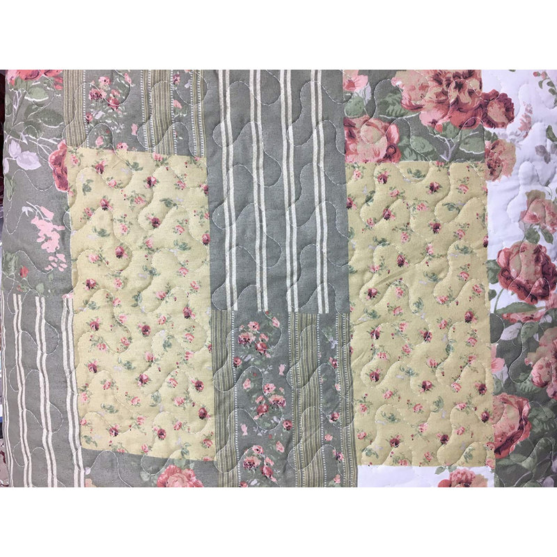 Ensemble de courtepointe réversible en patchwork imprimé (deux ou trois pièces) Eugene