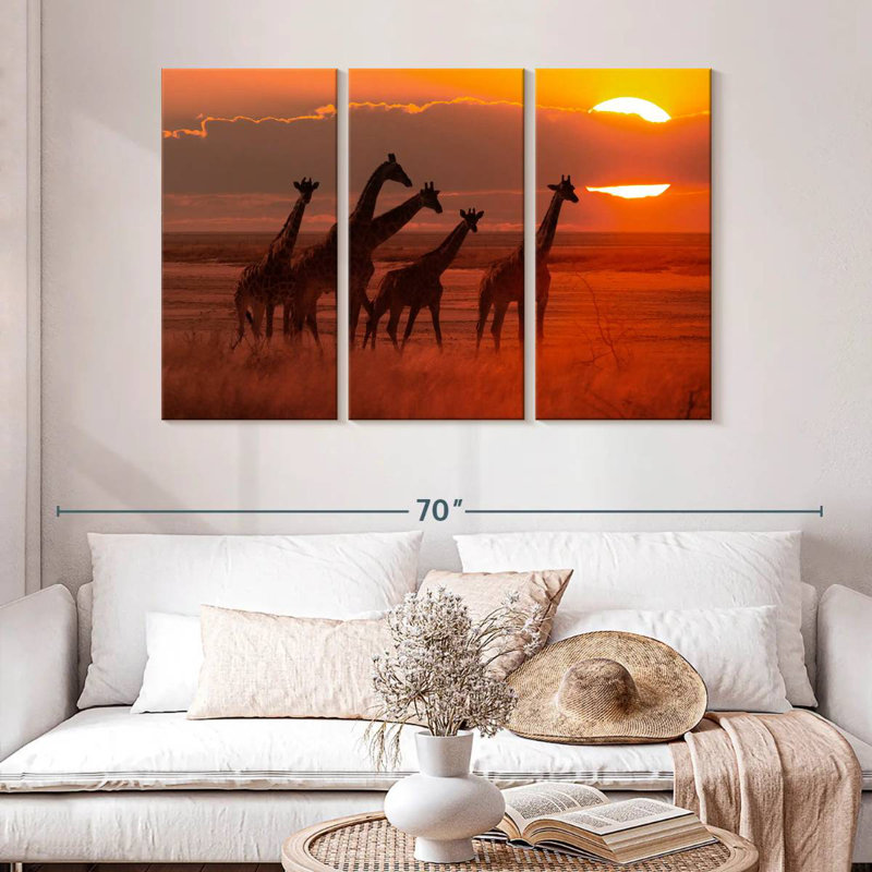 Girafes d'Afrique itinérantes, H 32 po x l 50 po