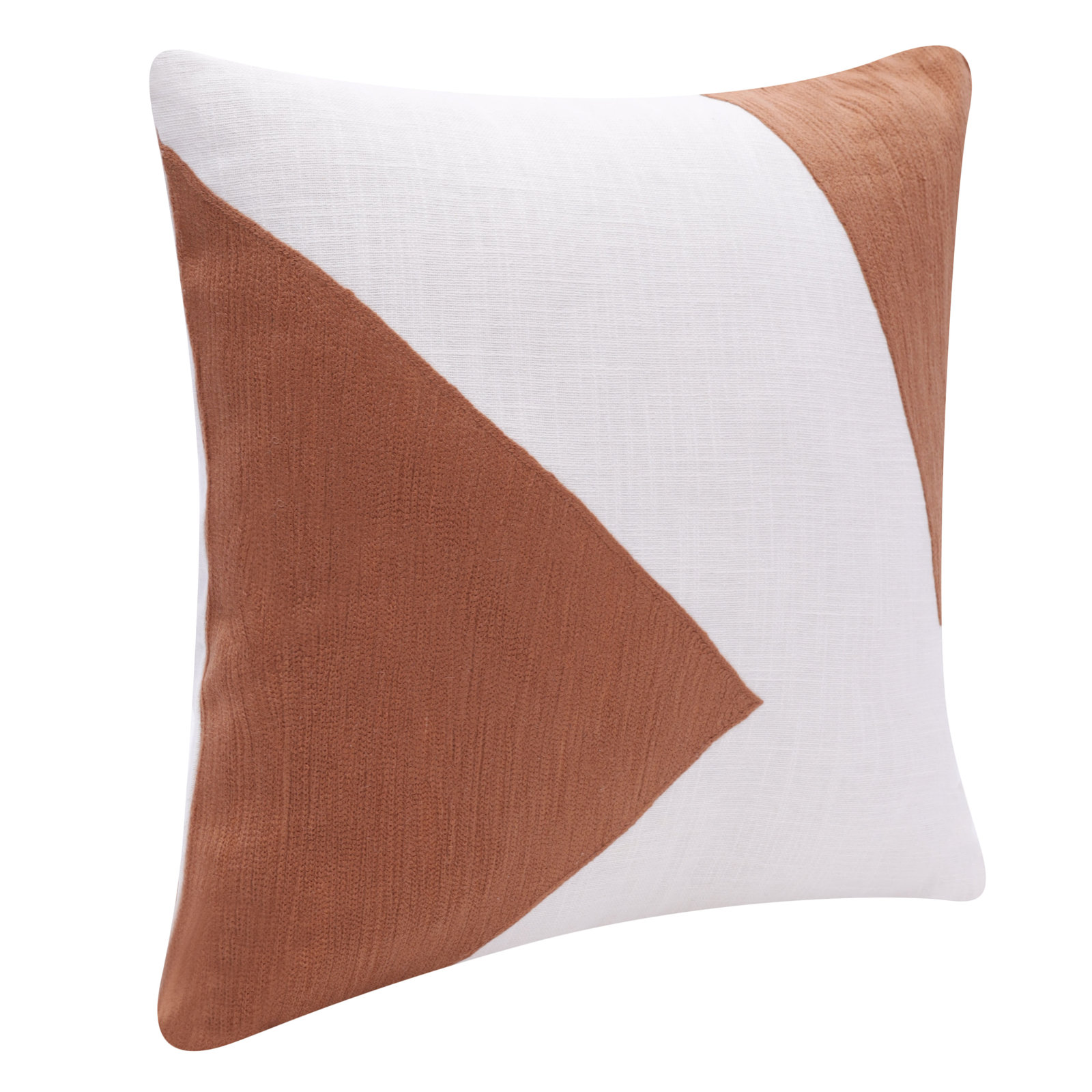 Auburn Geometric Cotton Throw Pillow, Square 18", Brown/White, Polyester