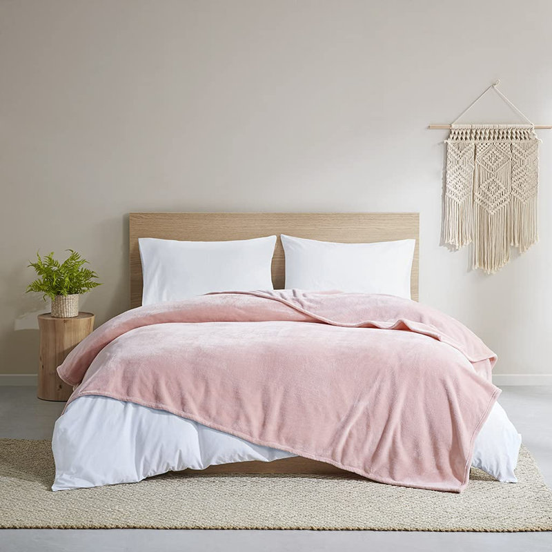 Couverture chauffante en peluche, Double, Rosé