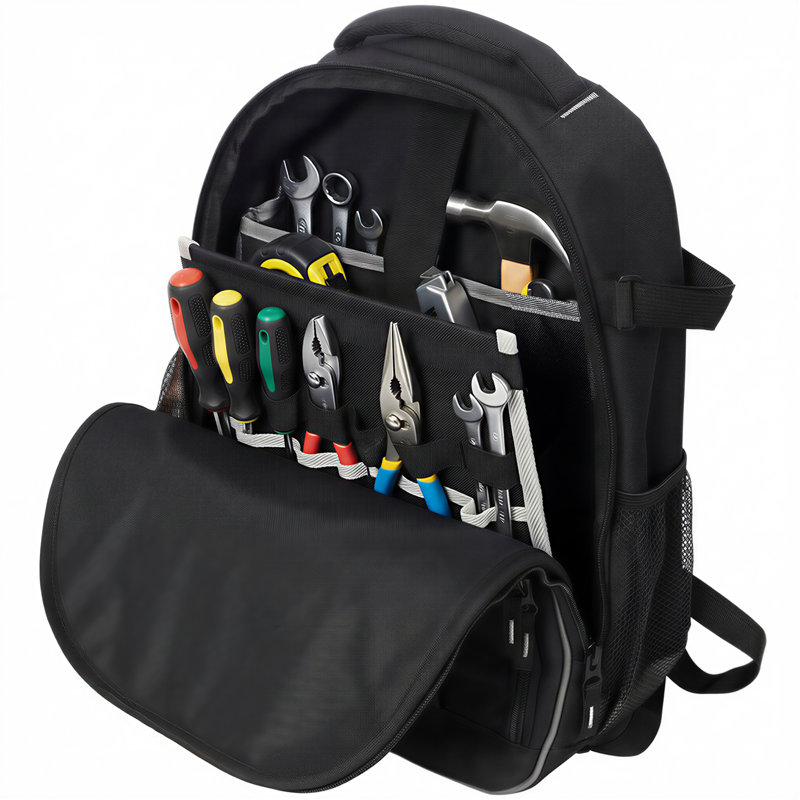 Oxford Cloth Multifunctional Tool Backpack, Heavy-Duty Tool Bag with Multiple Pockets for Electricians & Technicians