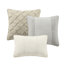 Édredon de luxe grand format - Mélange de coton texturé gris, taupe, crème, motif abstrait, 2 taies décoratives, 3 coussins lavables à la machine - Rembourrage 1 jupe de lit 7 pièces-125444765