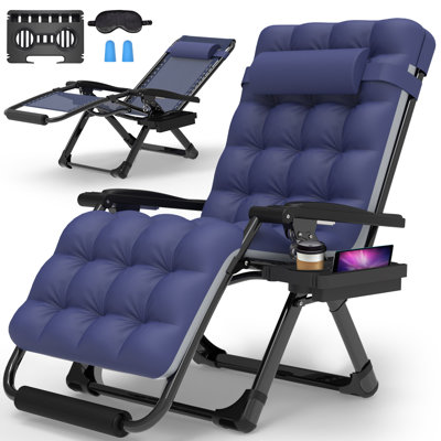 Halback Zero Gravity Chair, Folding Reclining Lounge Chair with Cushion, Headrest Support 400lbs