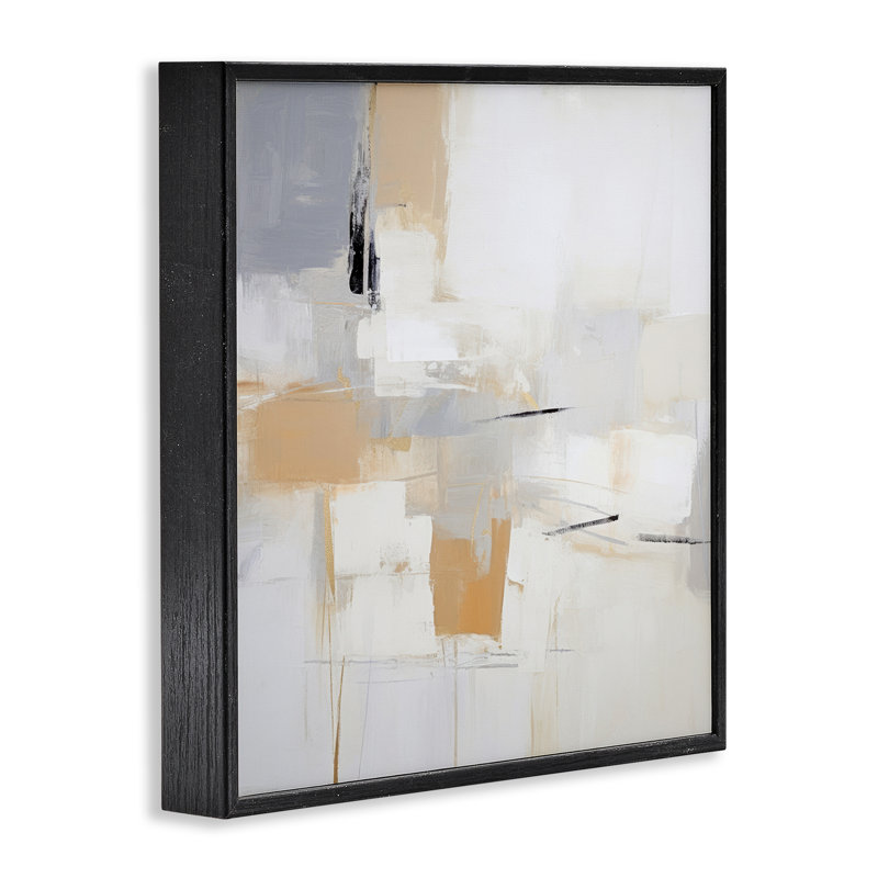 Giclée jaune visionnaire abstraite encadrée, design par Irena Orlov, Giclée encadrée noir minuit, H 12 po x l 12 po