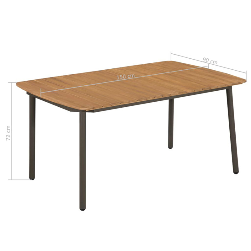 Silsden Rectangular Outdoor Dining Table , cm W cm D, 72cm H x 90cm W x 150cm D