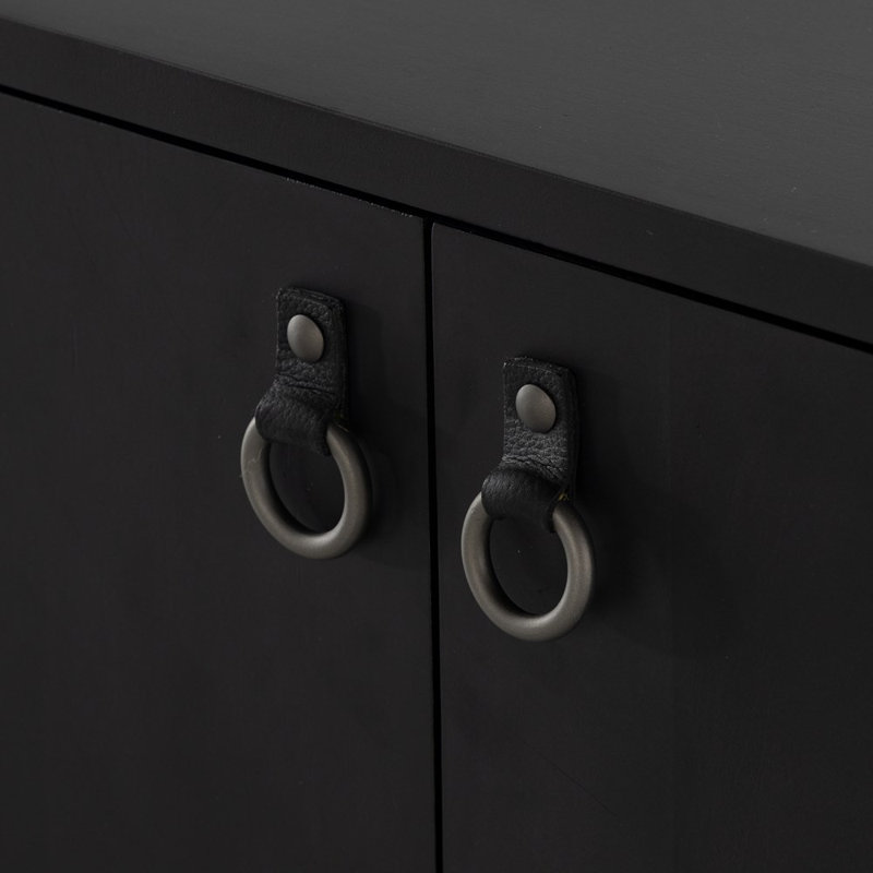 Isador Solid Wood Bar Cabinet, Black