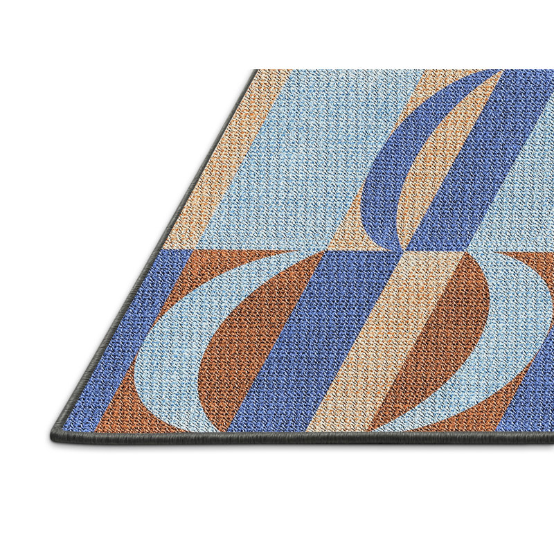 Tapis bleu/mauve à motifs, Rectangle 3 pi x 5 pi