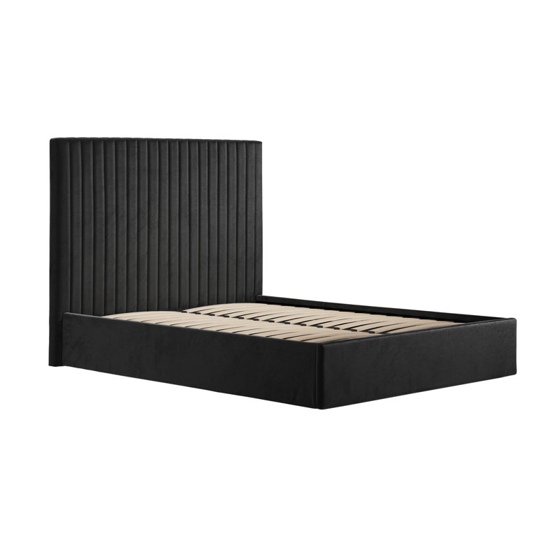 BERLIN TALL UPHOLSTERED OTTOMAN BED, Black, Super King (6')