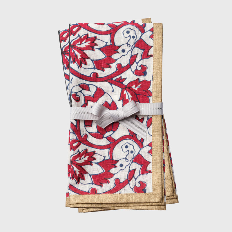 Linen Square Napkins, Red