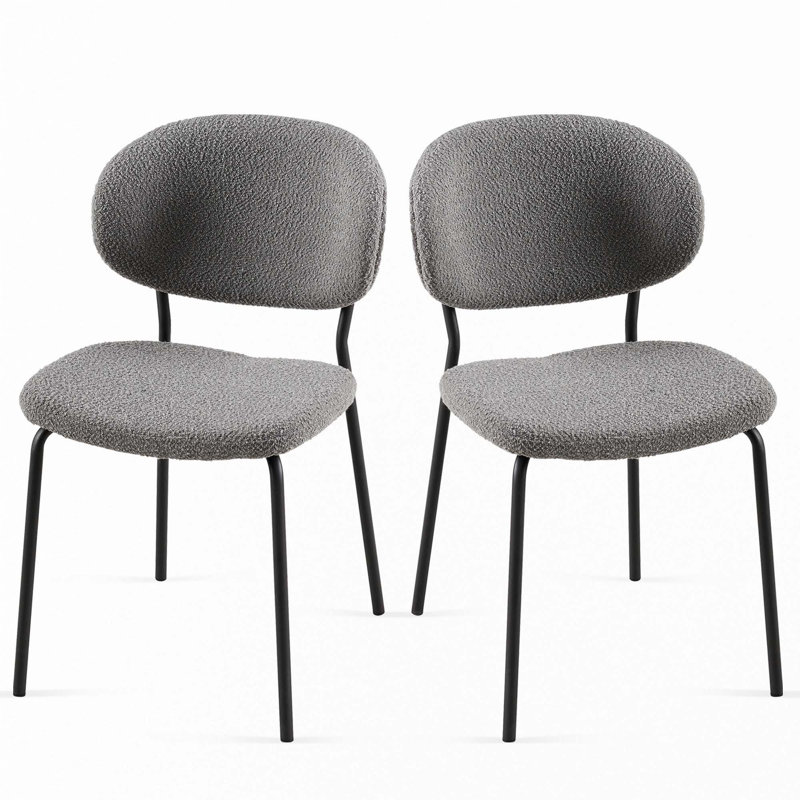 Boucle Fabric Dining Chairs, Gray