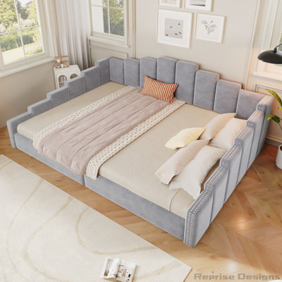 Upholstered Platform Bed with Nailhead Trim