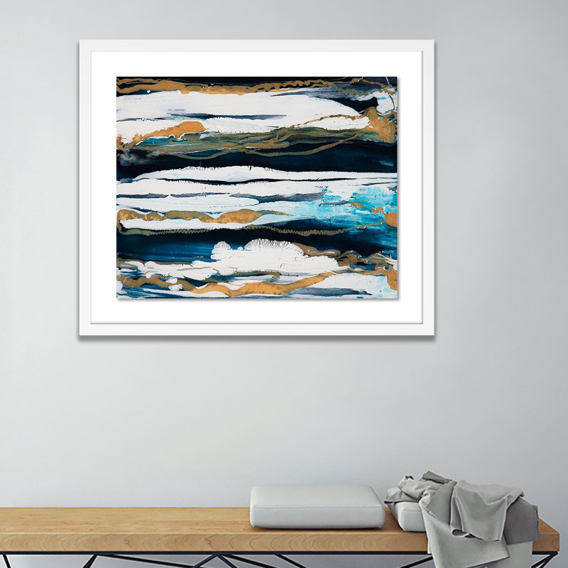 Horizontal Stripes Print by Kim Whiteside, 33" H x 40" W x 2.5" D, White