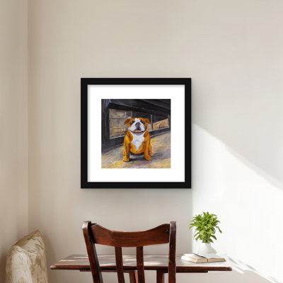 Smiling Bulldog - Framed Matted Print for Home Decor