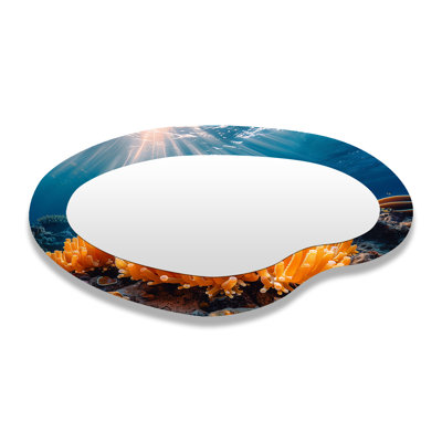 God Rays In Deep Ocean Orange Coral - Grand miroir mural nautique irrégulier