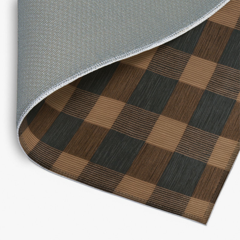 Tapis d'intérieur et d'extérieur à carreaux brun, Rectangulaire 2 pi x 3 pi
