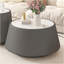 Table basse moderne en cuir fritté clair avec dessus en pierre pour meubles de salon (chaque table possède un motif unique)-148586051