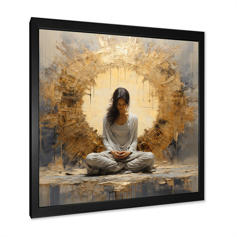 Zen Position de méditation III, Cadre simple noir, H 36 po x l 36 po x P 1,5 po