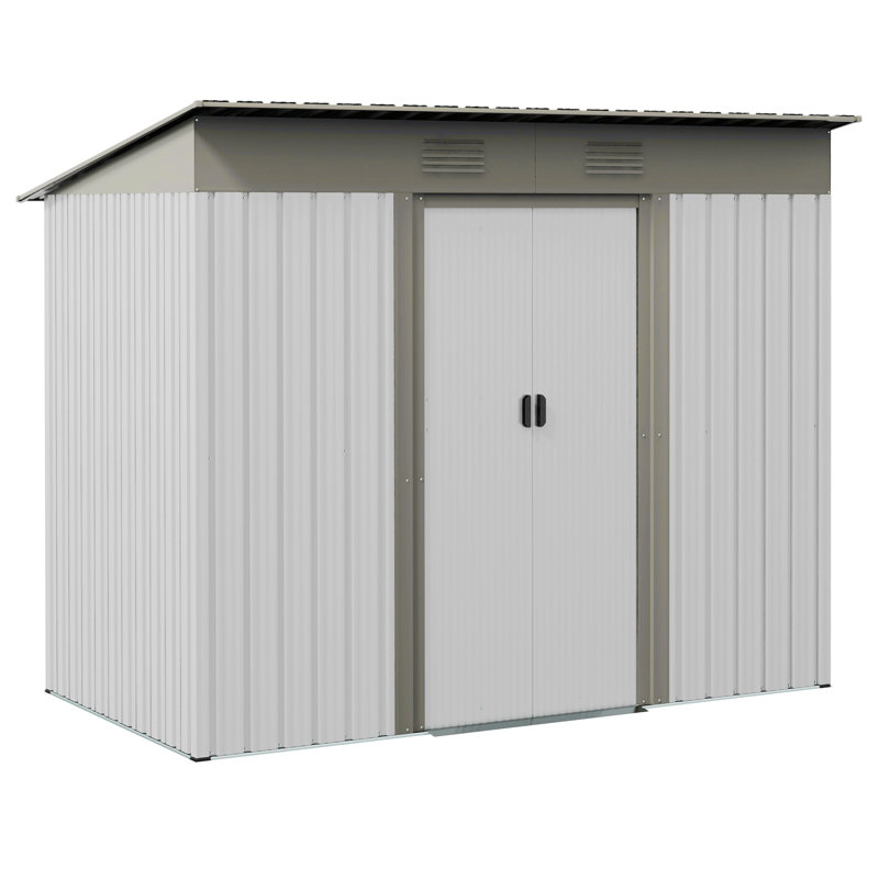 Steel Storage Shed, Silver, 68.50" H x 85.50" W x 43.25" D